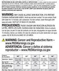 Automotive Bearing Mount Adhesive label with safety warnings and product information in English and Spanish.