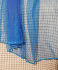 Close-up of blue net fabric from Glow In The Dark Stars Canopy Bed For Girls With Galaxy Lights And Princess Net Tent