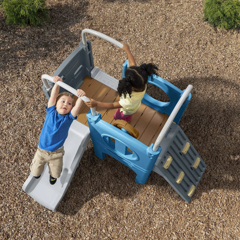 Vintage Style Outdoor Kids Playset With Climber And Slide For Backyard Adventures Featuring A Climbing Wall Crawl Through Tunnel Ladder