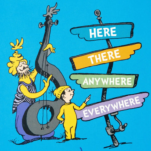 13 Inch Large Dr. Seuss Graduation Gift Bag With Tissue Paper And Card Oh The Places You'll Go For High School College Kindergarten Nursing School Grads, A Must Have For Books, Clothes, Or Small Gifts featuring Dr. Seuss illustrations.