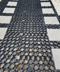 Permeable Paver Grid System For Driveways And Patios, DIY Friendly Deco Pavers installed on pathway, 1.8 inch thick, black HDPE