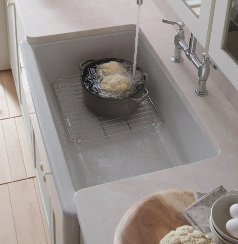 Whitehaven 36 Inch Self Trimming Stainless Steel Bottom Basin Rack With Left And Right Racks For Whitehaven Sinks Protect Dishes
