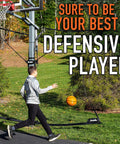 Child playing basketball with XL Defender Pro Basketball Rebounder Net For Outdoor Driveway Hoops, Quick Setup Easy Fold Design.