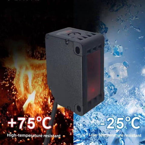 BG 1000N Photoelectric Sensor Switch With Background Suppression, displayed with temperature resistance indicators, -25°C to +75°C