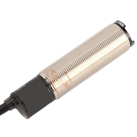 Image of 4 Wire Diffuse Reflection Photoelectric Sensor 12-24VDC BR100 Series with 2m cable, cylindrical design for industrial detection.