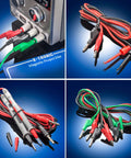 30V 5A Bench DC Power Supply Kit With USB Output showing probes, banana to hook and alligator leads, magnetic work mat