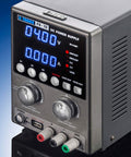 Front view of 30V 5A Bench DC Power Supply Kit With USB Output showing precise rotary encoder dial and digital display.