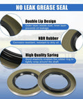 Close-up of 22333TB grease seals from 4 Sets Boat Trailer Axle Bearings Kit with highlighted features like double lip and NBR rubber