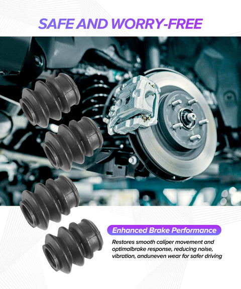 4 Piece Caliper Rebuild Kit With Brake Caliper Slide Pins And Dust Covers For Plug And Play Easy Installation on vehicle brake disc