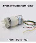 Micro Brushless DC Water Pump With Diaphragm Dosing System, Self Priming, Precision Metering, PWM Control, 6V To 12V Range