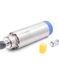 Beefy 2.2kW ER20 air cooled spindle motor for CNC machines, 220V inverter ready, 80mm diameter, shown with accessories