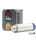 Beefy Air Cooled ER11 Spindle Motor, 1.5 KW, 65mm Diameter, shown with CNC Machine Ready 220V and 110V Inverter VFD