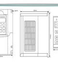 Technical drawing of 220V and 110V inverter VFD for Beefy Air Cooled ER11 Spindle Motor, 1.5 KW, 65mm diameter, CNC ready