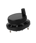Close-up of 5V 60mm Rotary Encoder Handwheel for CNC Milling Machines Terminal Pulser Controller with black aviation aluminum body.