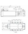 Technical drawing of 110V ER20 CNC Spindle Motor Beefy 2.2 kW Air Cooled 24,000 RPM Ceramic Ball Bearings Square Type