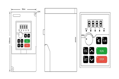 Diagram of 2.2KW H100 Speed Controller for Beefy 2.2KW ER20 Air Cooled Spindle Motor with 80mm bracket for CNC machines