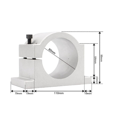 80mm bracket for Beefy 2.2KW ER20 Air Cooled Spindle Motor with 2.2KW H100 Speed Controller, CNC machines, 220V, easy install.