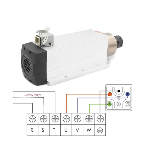 3.5KW ER25 Air Cooled Spindle Motor With Ceramic Bearings Square Type Flange Optional For Milling Machines CNC Diagram