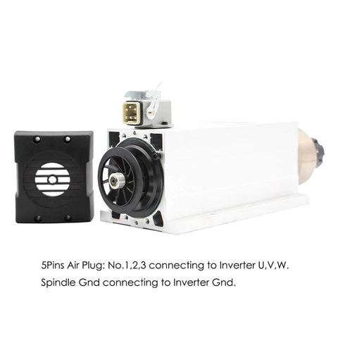 3.5KW ER25 Air Cooled Spindle Motor With Ceramic Bearings Square Type Flange Optional for Milling Machines in white and black