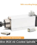 3.5KW ER25 Air Cooled Spindle Motor With Ceramic Bearings Square Type Flange Optional for Milling Machines CNC Router