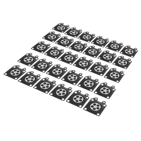 Carburetor Diaphragm Kit For Chainsaw Replacement, 30 Pieces Metering Diaphragm Spacer Set displayed on a white background.