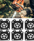 Carburetor Diaphragm Kit For Chainsaw Replacement, 30 Pieces Metering Diaphragm Spacer Set, Heavy Duty Fuel Pump Diaphragms and chainsaw cutting wood.