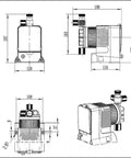 Technical diagram of Diaphragm Metering Pump For Chlorine And Chemical Water Treatment 63.36 GPD At 75 PSI 115 Volt Plug specifications.