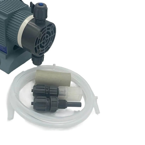 Diaphragm Metering Pump For Chlorine And Chemical Water Treatment 63.36 GPD At 75 PSI with tubing and fittings