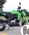 Green motorcycle with inset image of Ten Pack 6201 1/2 ZZ Ball Bearings Sealed Chrome Steel Pre Lubricated 12.7 By 32 By 10 Mm.