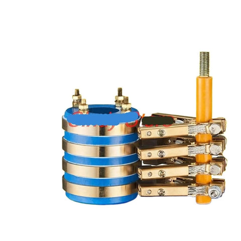Four Way Collector Ring Assembly Kit for Conductive Slip Ring With Copper Carbon Brush Bracket and Return Ring, Copper Ring 45x78x90mm