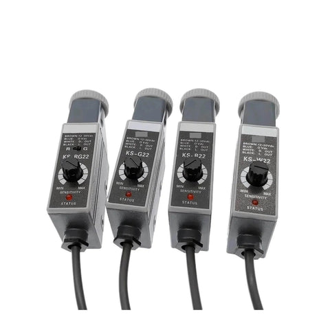 Color Code Sensor Photoelectric Mark Detection Switch For Precise Color Coding, 10-30V DC, Coaxial Reflection Type, models KS-G22 to KS-W22
