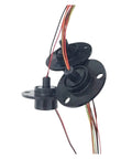 Go To Compact 22mm Flange Slip Ring with 2A current rating, showing 2 to 24 channel options and conductive ring brush for rotating equipment.