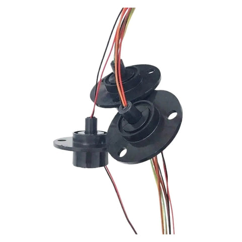 Go To Compact 22mm Flange Slip Ring with 2A current rating, showing 2 to 24 channel options and conductive ring brush for rotating equipment.