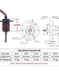 Go To Compact 22mm Flange Slip Ring With 2A Current Rating and multiple channel options diagram