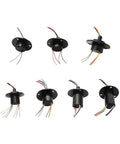Image of Go To Compact 22mm Flange Slip Ring with various channel options and wiring, designed for rotating equipment.