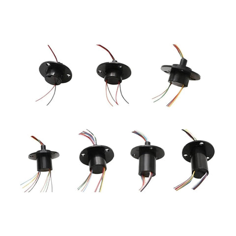 Image of Go To Compact 22mm Flange Slip Ring with various channel options and wiring, designed for rotating equipment.