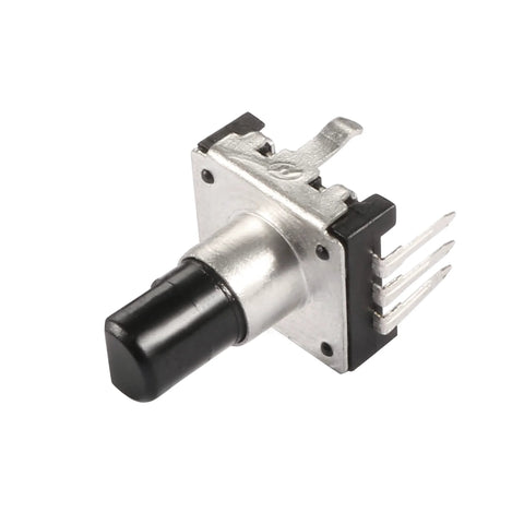 360 Degree Rotary Encoder Code Switch Digital Potentiometer With Five Pins Three Signal And Two Mounting Pins, 6mm D Type Shaft, close-up view