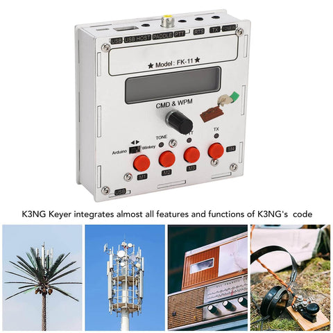 K3NG Keyer CW Morse Code Controller in Aluminum Alloy Enclosure with USB Keyboard Rotary Encoder LCD Display Front View