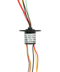 12.5mm Capsule Slip Ring, 6 Wires, 300 RPM, AC 240V showing compact design with multicolored wires for robotic systems and monitors