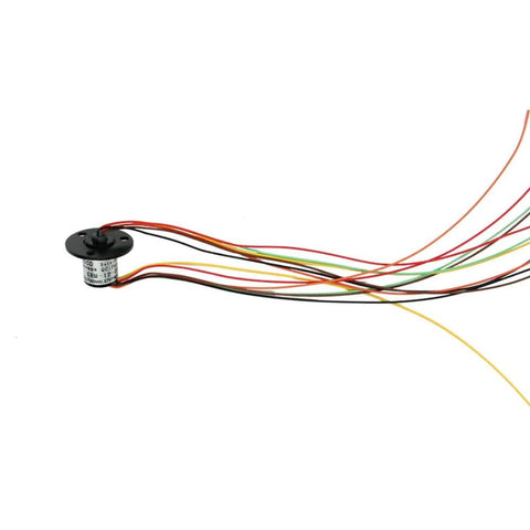 12.5mm Capsule Slip Ring, 6 Wires, 300 RPM, compact design with multiple colored wires.