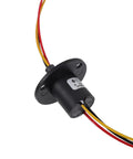 High Current Slip Ring Rotating Connector with 3 Wires 10A 22mm Diameter for Test Equipment, close-up view showing wiring.