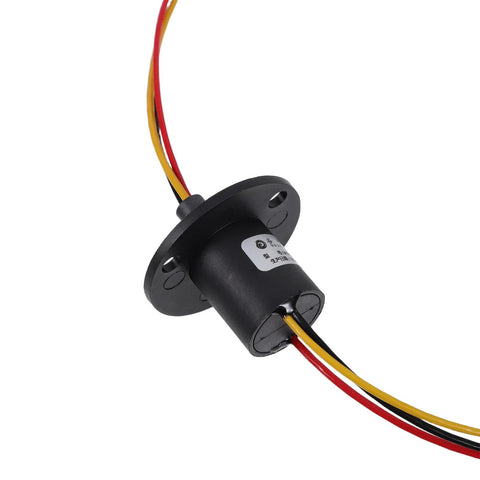 High Current Slip Ring Rotating Connector with 3 Wires 10A 22mm Diameter for Test Equipment, close-up view showing wiring.