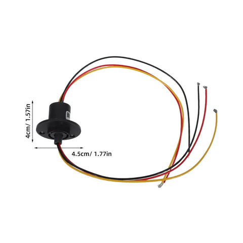 High Current Slip Ring Rotating Connector With 3 Wires 10A 22Mm Diameter for Test Equipment, shown with measurements