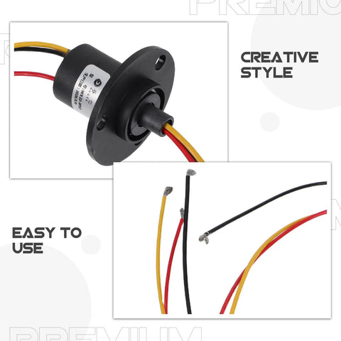 High Current Slip Ring Rotating Connector With 3 Wires 10A 22Mm Diameter for test equipment showing cable ends