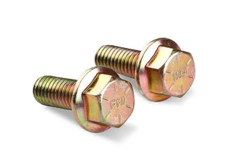 Two hex bolts with embossed markings on a white background, showing threaded section and hex heads side by side.