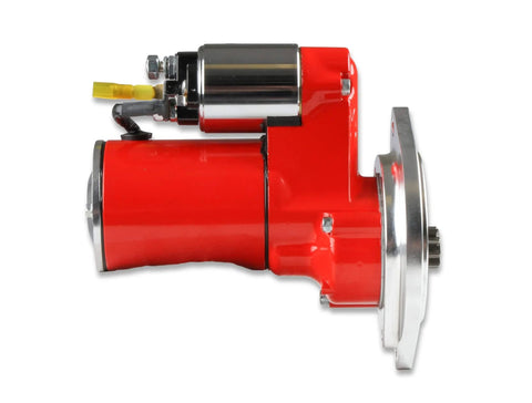 Side view of Dynaforce 5090 Starter Red Sbf with 3/4 inch depth ring gear, ball bearing supported armature and pinion gear.