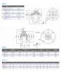 Technical diagram of Tiny Magnetic Particle Brake Clutch PMB 0.5KG 5NM 24V for tension control and high frequency operation.