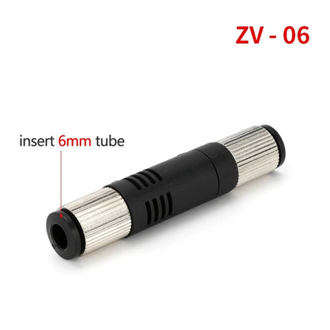 Industrial Pneumatic Vacuum Ejector For Air Suction And Automation ZV06, side view showing 6mm tube insertion.