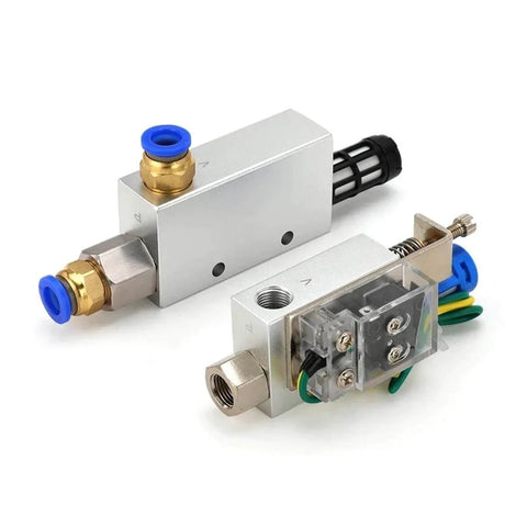Compact design pneumatic vacuum generator with high negative pressure air ejector, CV-10HS compatible, for industrial use.