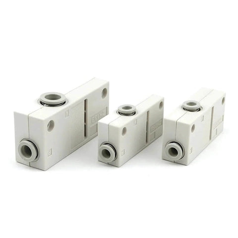 Compact Pneumatic Vacuum Generator Box Type Air Ejector for industrial automation, three white units front view